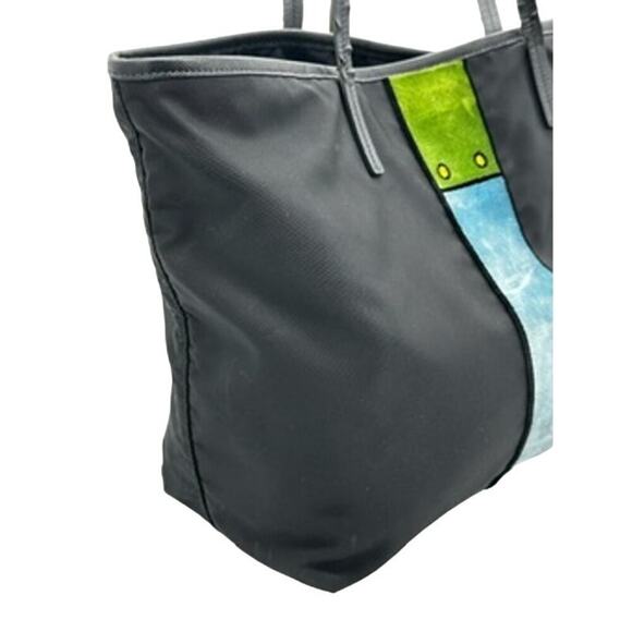 Prada Cahier Nylon Trompe L’oeil Tote*Awesome vintage tote*Mixed media velvet - Picture 3 of 16